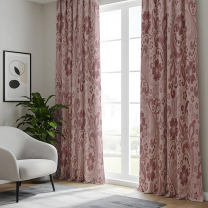 Onay Dusty Rose Pink Damask Curtains – Vintage Baroque Style Drapes
