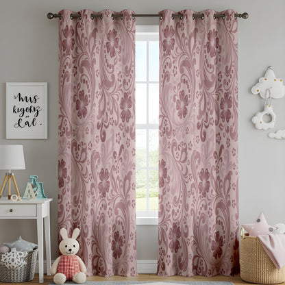 Onay Dusty Rose Pink Damask Curtains – Vintage Baroque Style Drapes