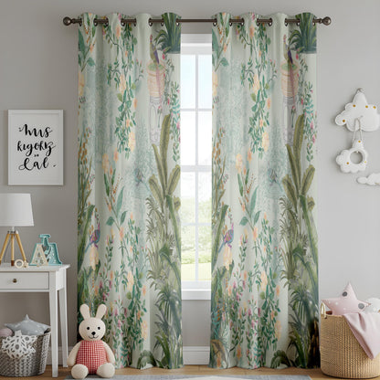 Onay Vintage Chinoiserie Curtains – Pastel Botanical Garden Drapes