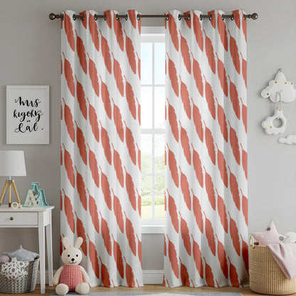 Onay Rust Orange Feather Curtains – Boho Terracotta Leaf Drapes