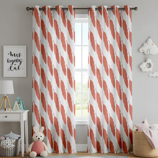 Onay Rust Orange Feather Curtains – Boho Terracotta Leaf Drapes