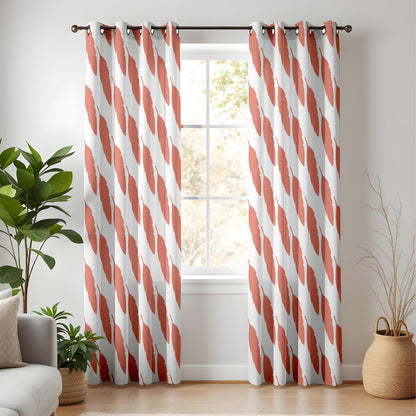 Onay Rust Orange Feather Curtains – Boho Terracotta Leaf Drapes