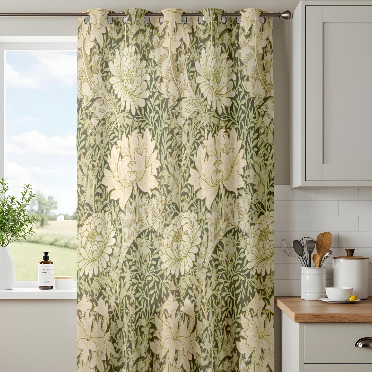 Onay Sage Green William Morris Style Curtains – Arts and Crafts Decor