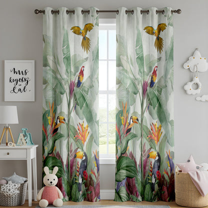 Onay Tropical Jungle Bird Curtains – Toucan Macaw Parrot Drapes