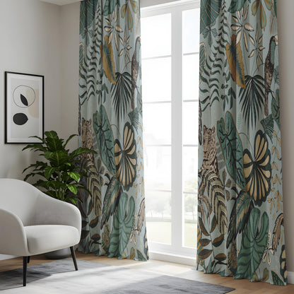 Onay Jungle Safari Curtains – Vintage Leopard Toucan Drapes
