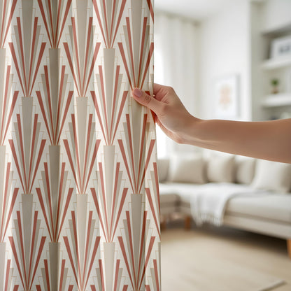 Onay Rust Art Deco Curtains – Geometric Sunburst Drapes