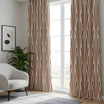 Onay Rust Art Deco Curtains – Geometric Sunburst Drapes
