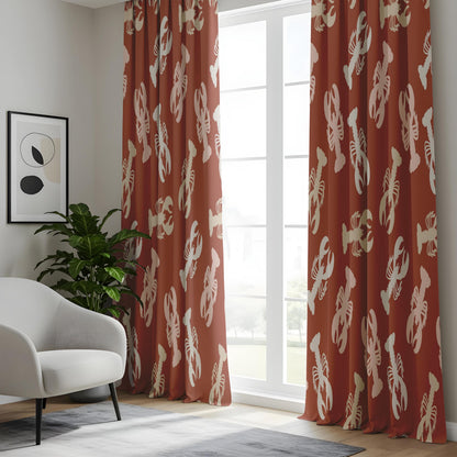 Onay Rust Red Lobster Curtains – Nautical Coastal Drapes