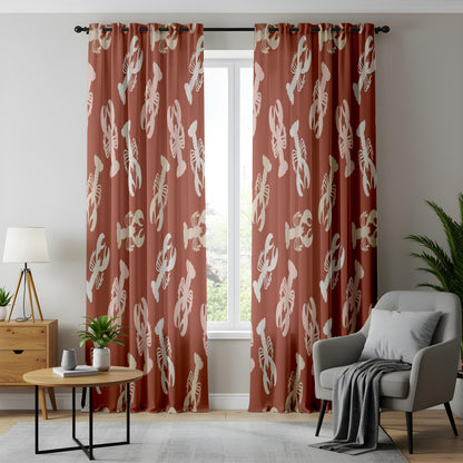 Onay Rust Red Lobster Curtains – Nautical Coastal Drapes