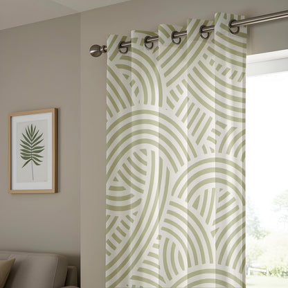 Onay Sage Green Abstract Arch Curtains – Modern Geometric Boho Drapes