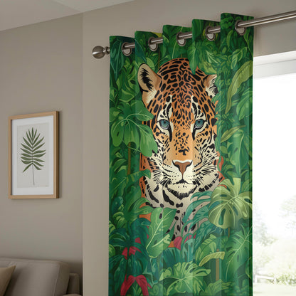 Onay Jungle Leopard Face Curtains – Green Tropical Safari Drapes