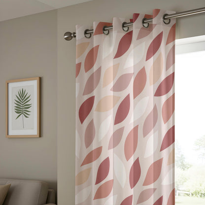 Onay Rust Pink Abstract Leaf Curtains – Modern Boho Geometric Petal Drapes