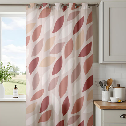 Onay Rust Pink Abstract Leaf Curtains – Modern Boho Geometric Petal Drapes