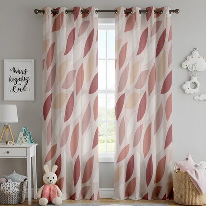 Onay Rust Pink Abstract Leaf Curtains – Modern Boho Geometric Petal Drapes