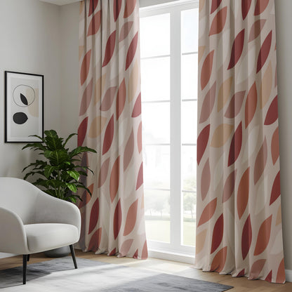 Onay Rust Pink Abstract Leaf Curtains – Modern Boho Geometric Petal Drapes