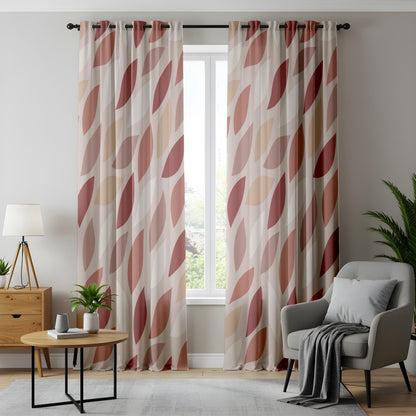 Onay Rust Pink Abstract Leaf Curtains – Modern Boho Geometric Petal Drapes