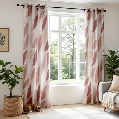 Onay Rust Pink Abstract Leaf Curtains – Modern Boho Geometric Petal Drapes