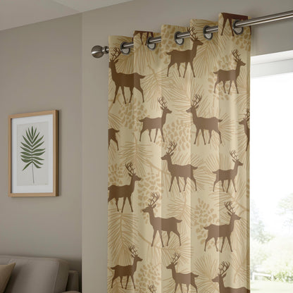 Onay Rustic Deer Stag Curtains – Woodland Pine Cabin Drapes