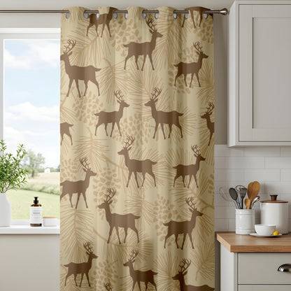 Onay Rustic Deer Stag Curtains – Woodland Pine Cabin Drapes
