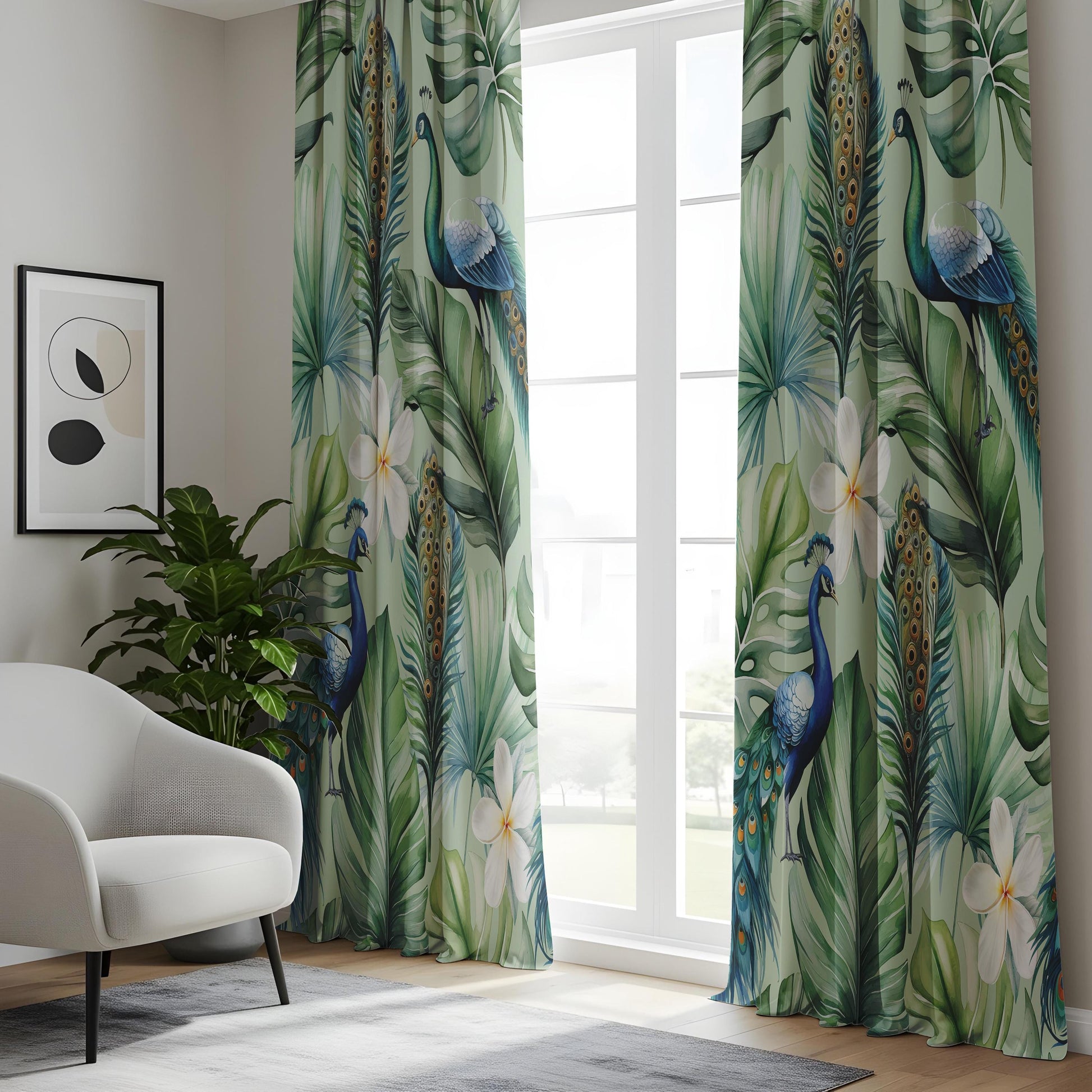 Onay Tropical Peacock Curtains – Exotic Jungle Bird Drapes