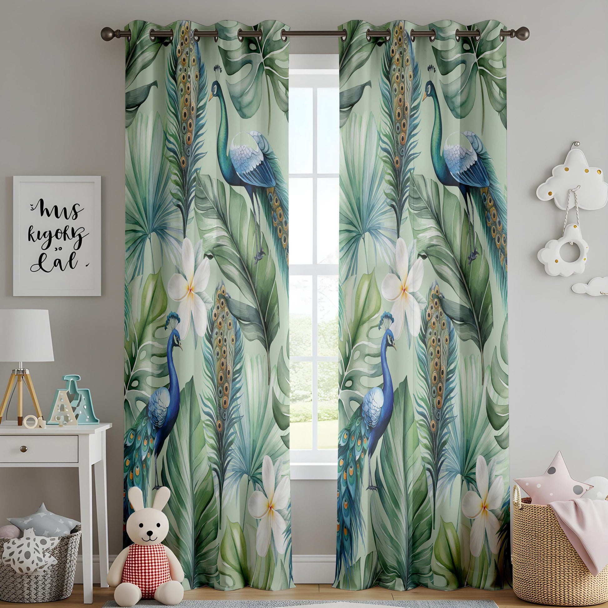 Onay Tropical Peacock Curtains – Exotic Jungle Bird Drapes