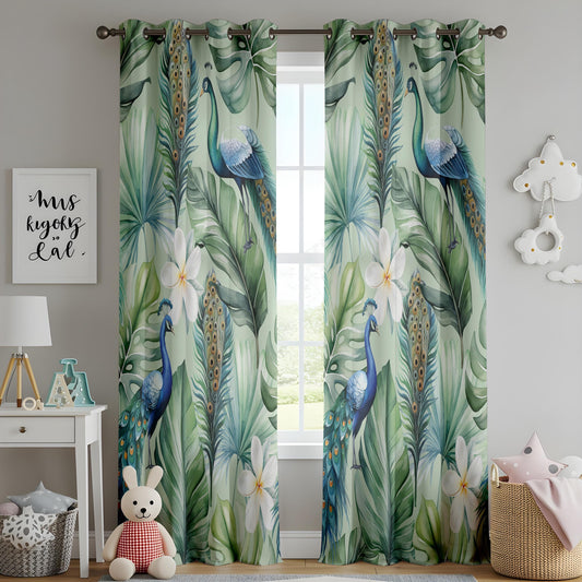 Onay Tropical Peacock Curtains – Exotic Jungle Bird Drapes