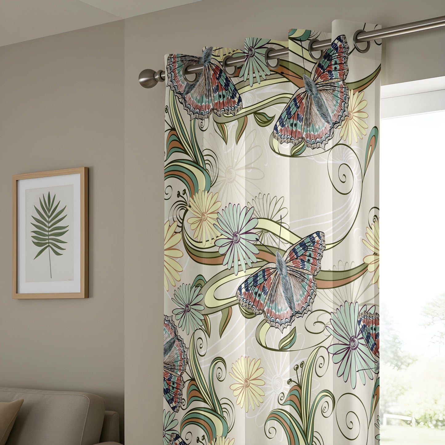 Onay Art Nouveau Butterfly Curtains – Whimsical Floral Swirl Drapes