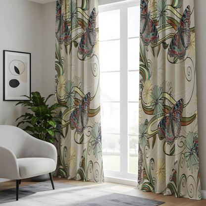 Onay Art Nouveau Butterfly Curtains – Whimsical Floral Swirl Drapes