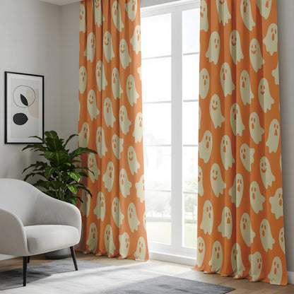 Onay Ghost Halloween Curtains – Orange Spooky Nursery Drapes
