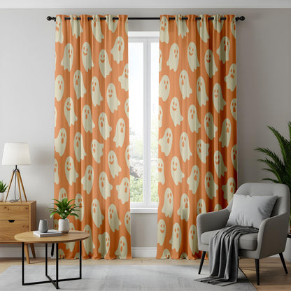 Onay Ghost Halloween Curtains – Orange Spooky Nursery Drapes