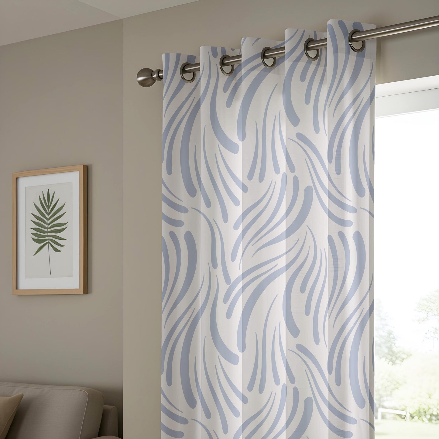 Onay Soft Blue Abstract Wave Curtains – Modern Coastal Zebra Stripe Drapes