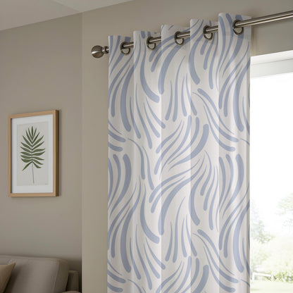 Onay Soft Blue Abstract Wave Curtains – Modern Coastal Zebra Stripe Drapes