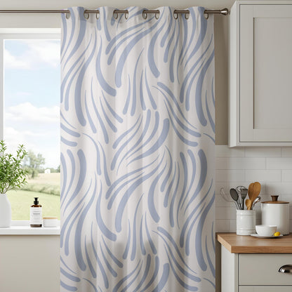 Onay Soft Blue Abstract Wave Curtains – Modern Coastal Zebra Stripe Drapes