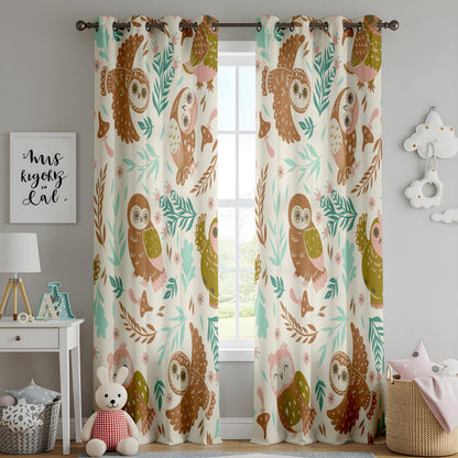 Onay Brown Owl Curtains – Woodland Nursery Decor