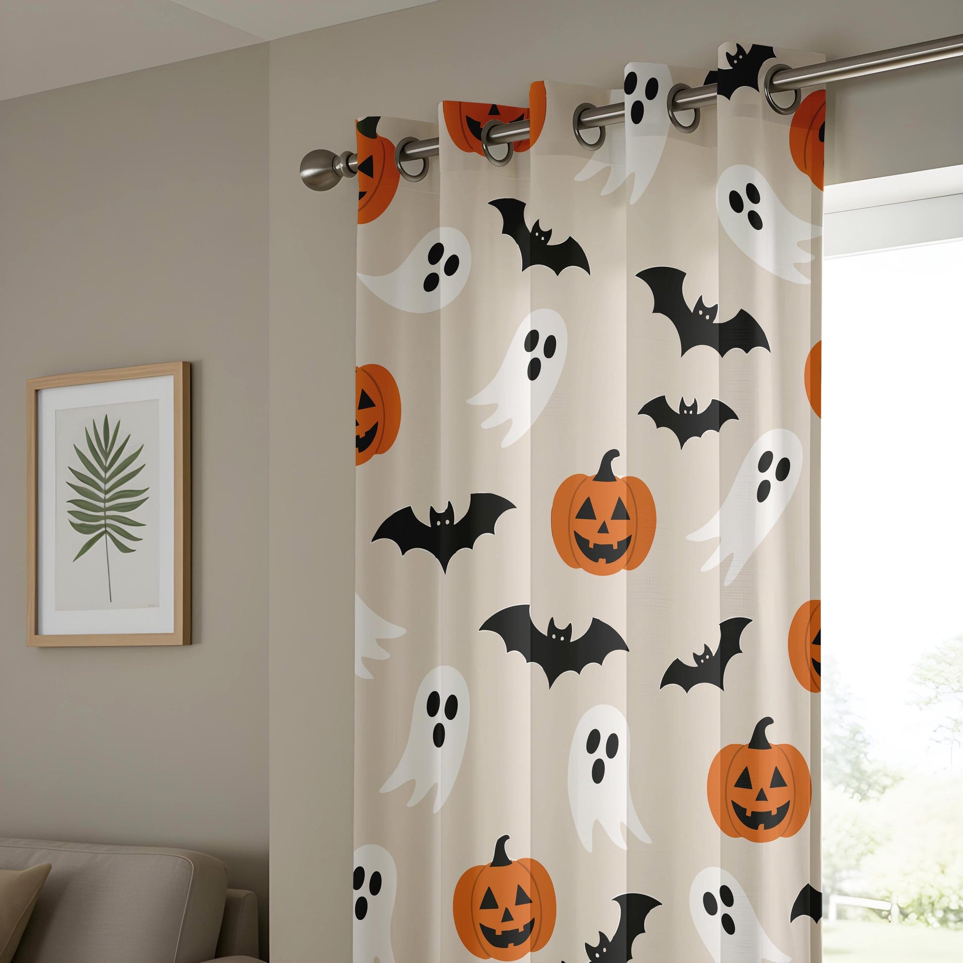 Onay Halloween Pumpkin Ghost Curtains – Spooky Bat Nursery Drapes