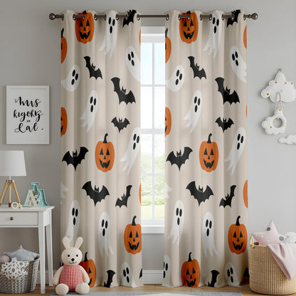 Onay Halloween Pumpkin Ghost Curtains – Spooky Bat Nursery Drapes