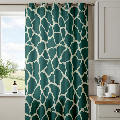 Onay Teal Green Giraffe Print Curtains – Abstract Animal Skin Drapes