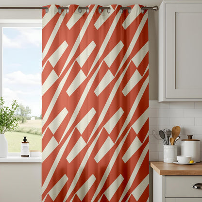 Onay Rust Orange Geometric Curtains – Modern Abstract Diagonal Drapes