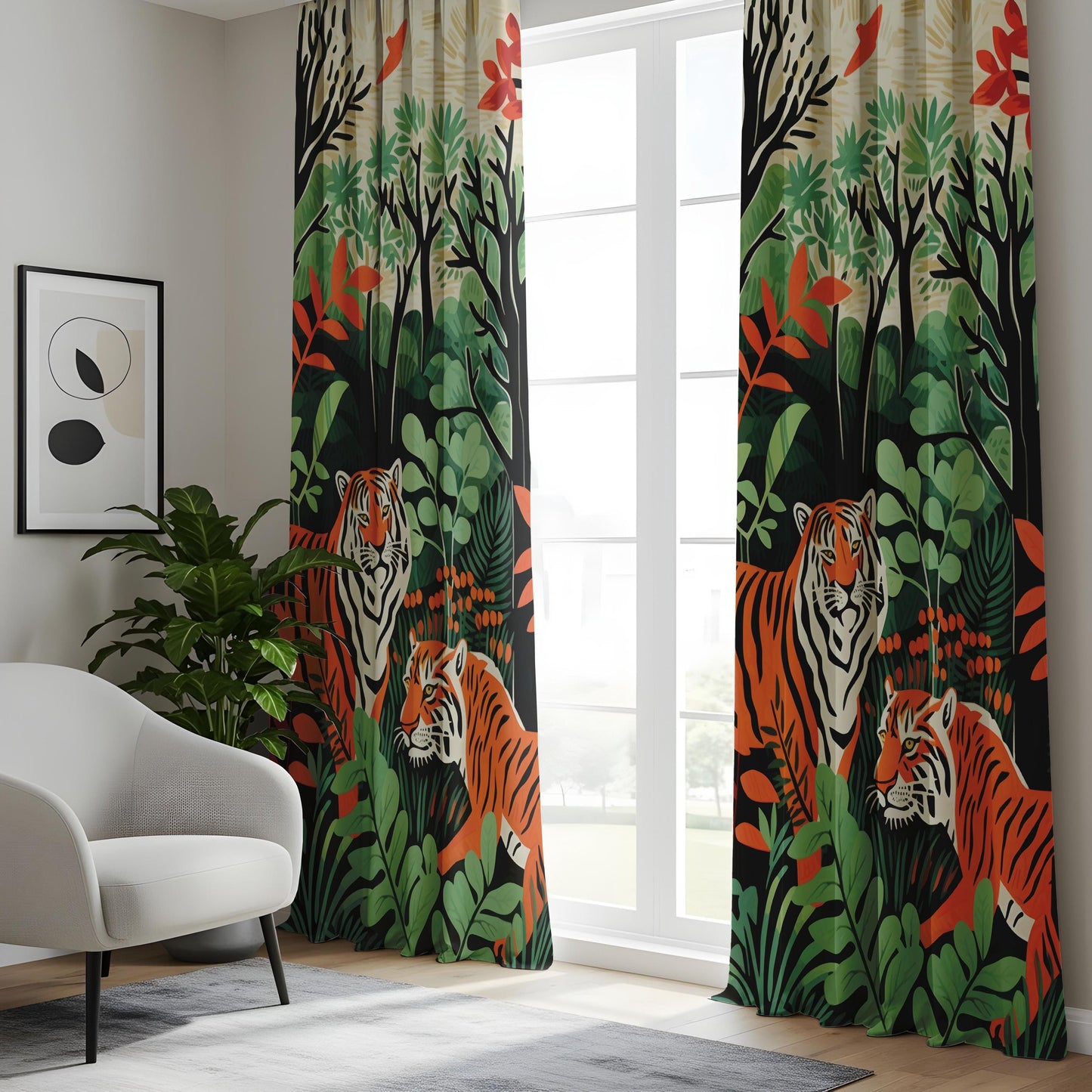 Onay Tiger Jungle Curtains – Wild Animal Rainforest Drapes