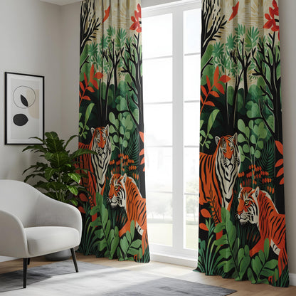 Onay Tiger Jungle Curtains – Wild Animal Rainforest Drapes
