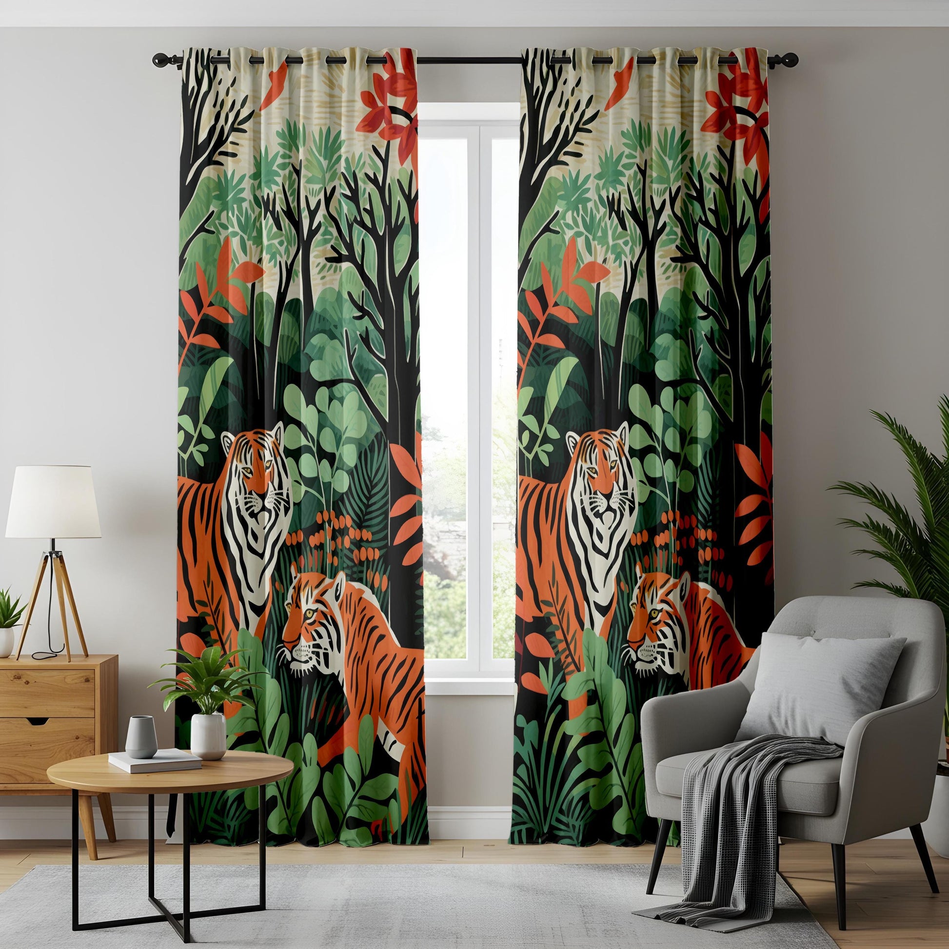 Onay Tiger Jungle Curtains – Wild Animal Rainforest Drapes