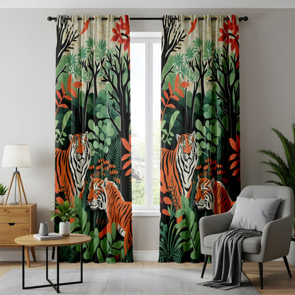 Onay Tiger Jungle Curtains – Wild Animal Rainforest Drapes