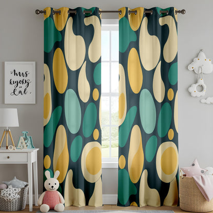 Onay Abstract Organic Shape Curtains – Retro Mid Century Modern Drapes