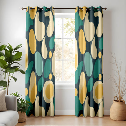 Onay Abstract Organic Shape Curtains – Retro Mid Century Modern Drapes