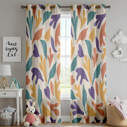 Onay Colorful Abstract Organic Curtains – Matisse Style Cutout Drapes