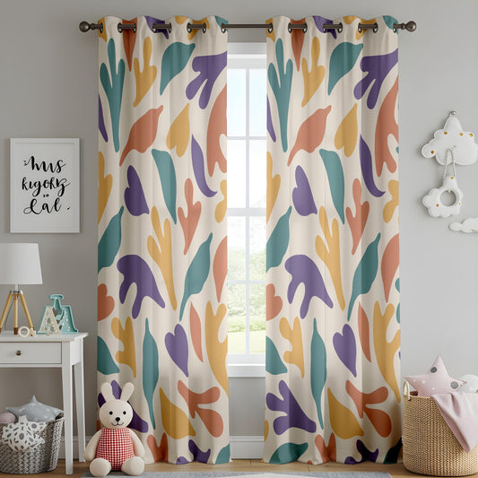 Onay Colorful Abstract Organic Curtains – Matisse Style Cutout Drapes