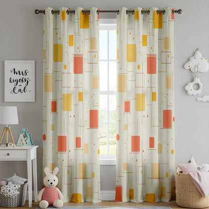 Onay Mid Century Modern Geometric Curtains – Retro Atomic Age Drapes