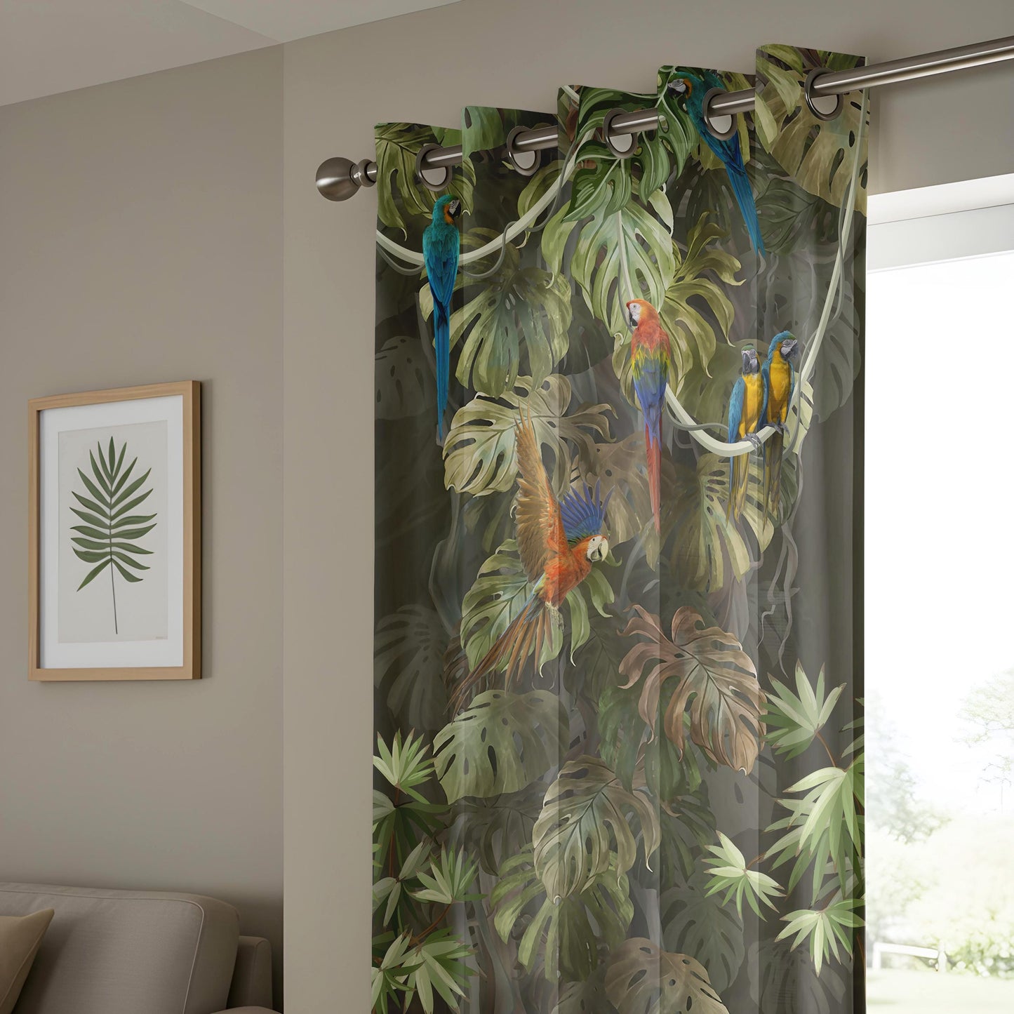 Onay Dark Tropical Parrot Curtains – Jungle Macaw Rainforest Drapes