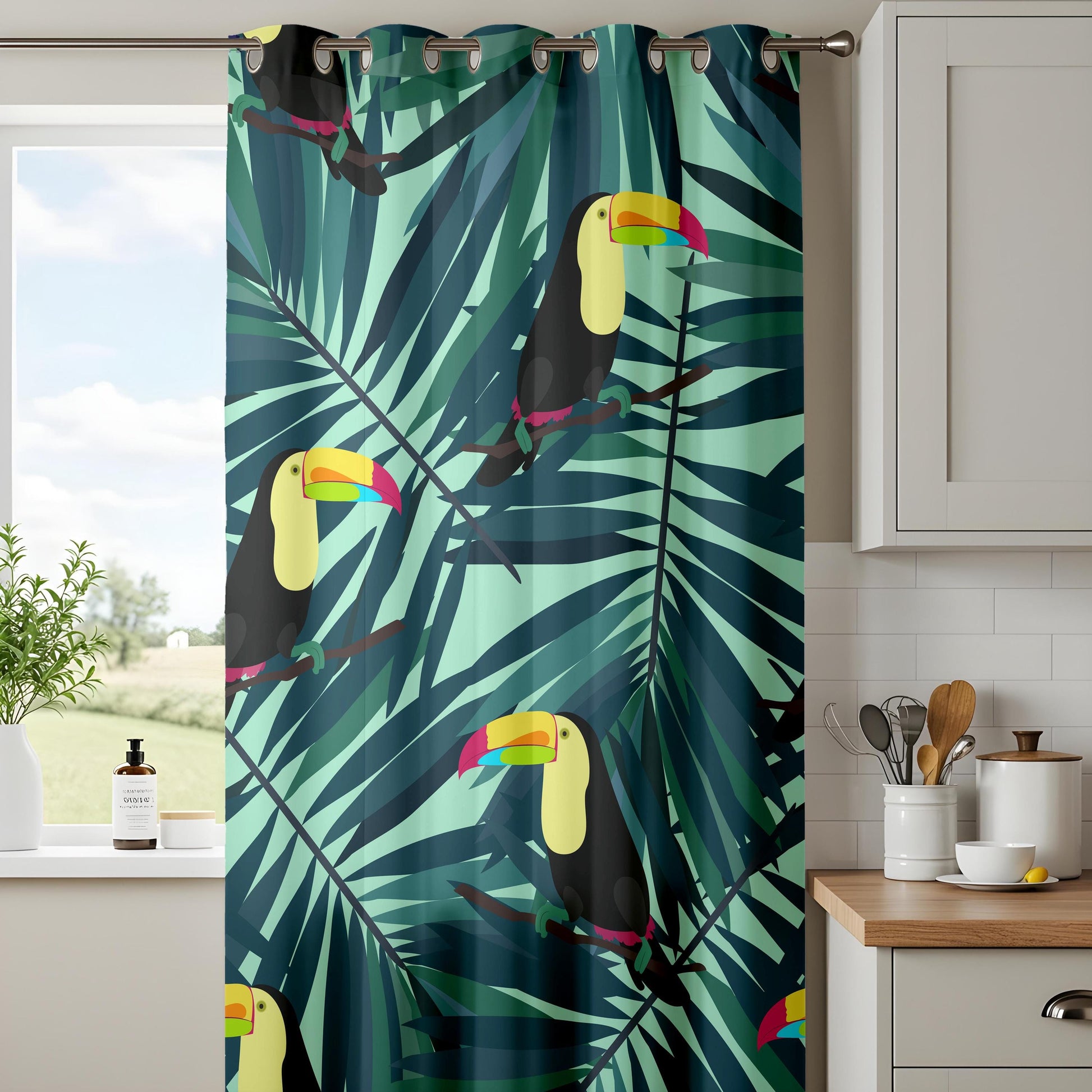 Onay Tropical Toucan Curtains – Jungle Palm Leaf Drapes
