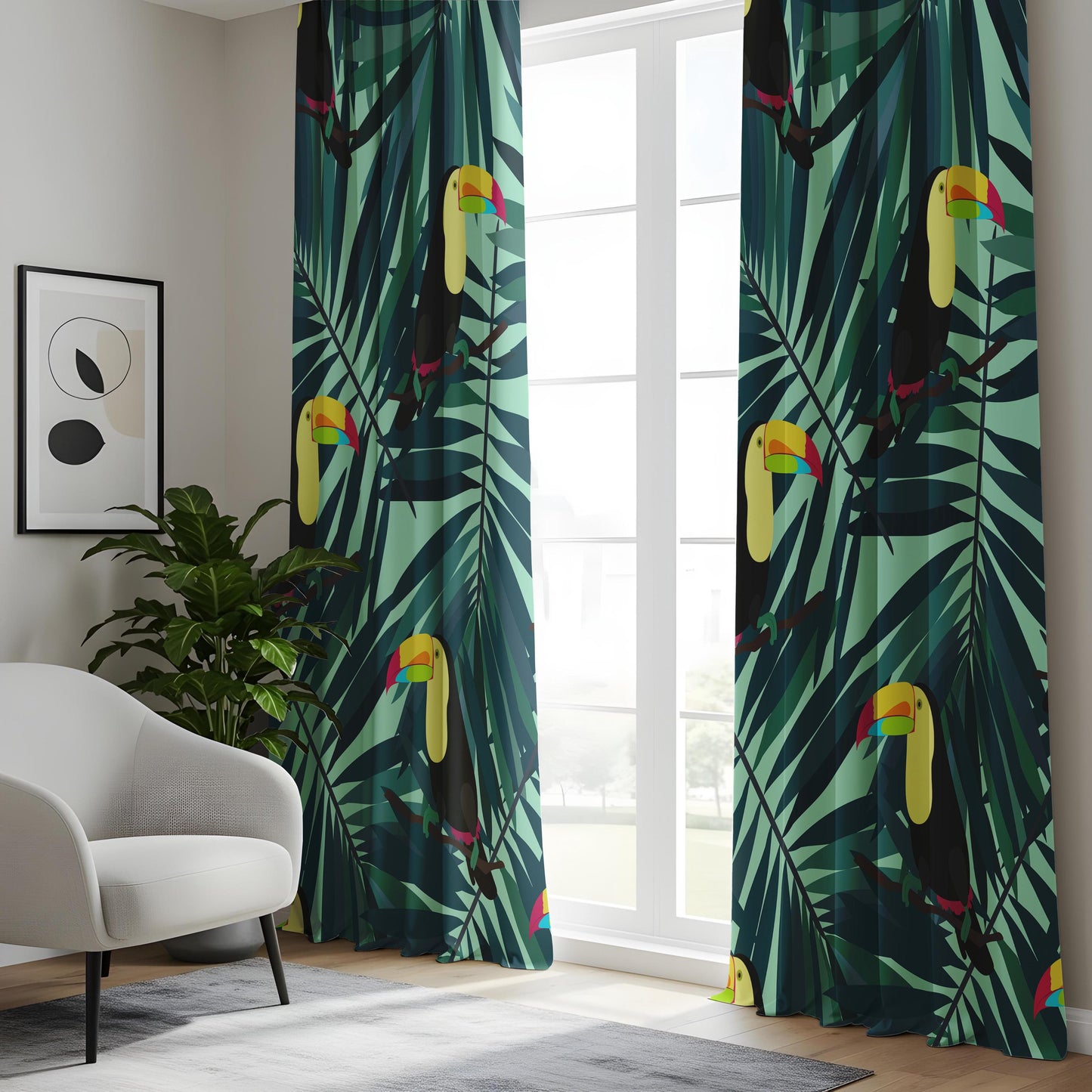 Onay Tropical Toucan Curtains – Jungle Palm Leaf Drapes